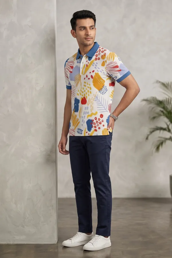 Men�s_Abstract_Printed_Polo_T-Shirt_�_Multicolor_Artistic_Print_with_Contrast_Collar