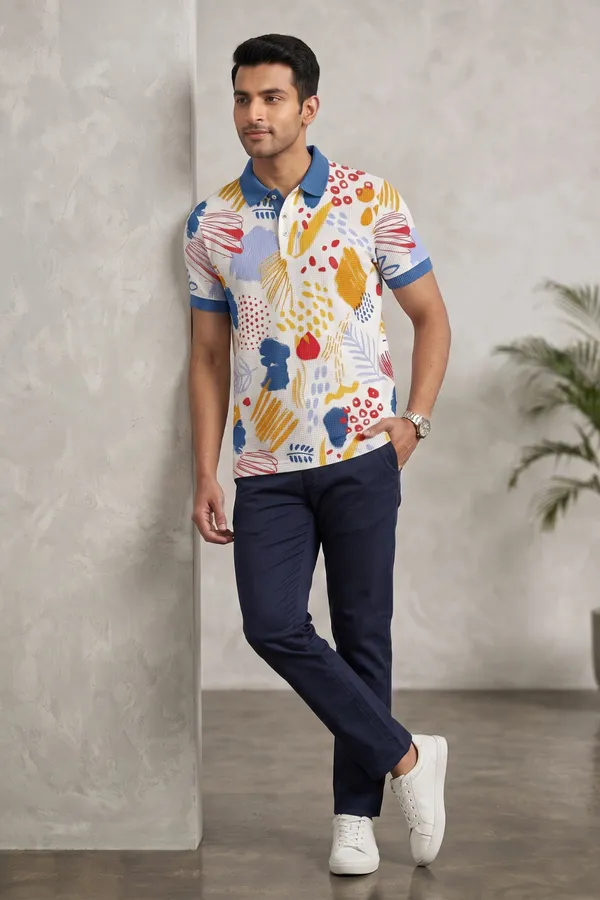 Men�s_Abstract_Printed_Polo_T-Shirt_�_Multicolor_Artistic_Print_with_Contrast_Collar