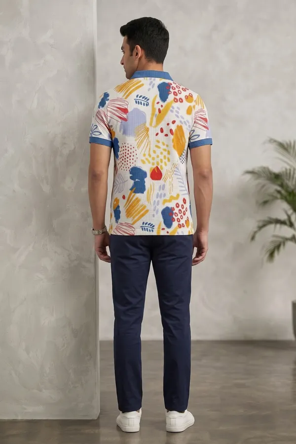 Men�s_Abstract_Printed_Polo_T-Shirt_�_Multicolor_Artistic_Print_with_Contrast_Collar