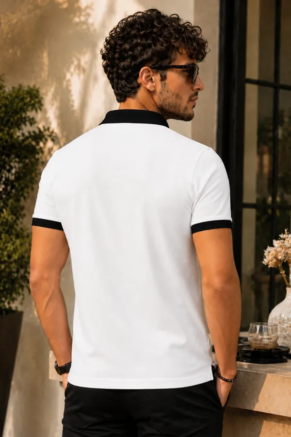 Street_Side_Cafe_Sketch_Men's_Polo_White_T-Shirt