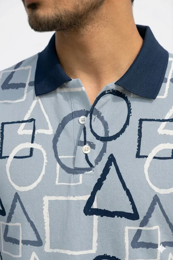 Tshirtsbuddy_Men's_Blue_Geometric_Sketch_Polo_T-Shirt