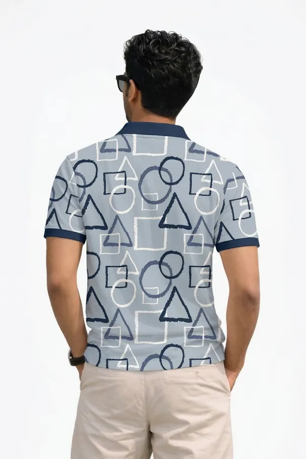 Tshirtsbuddy_Men's_Blue_Geometric_Sketch_Polo_T-Shirt