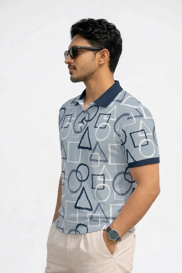 Tshirtsbuddy_Men's_Blue_Geometric_Sketch_Polo_T-Shirt