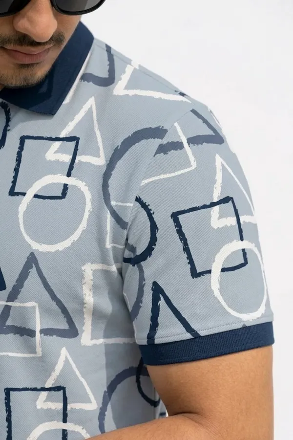 Tshirtsbuddy_Men's_Blue_Geometric_Sketch_Polo_T-Shirt