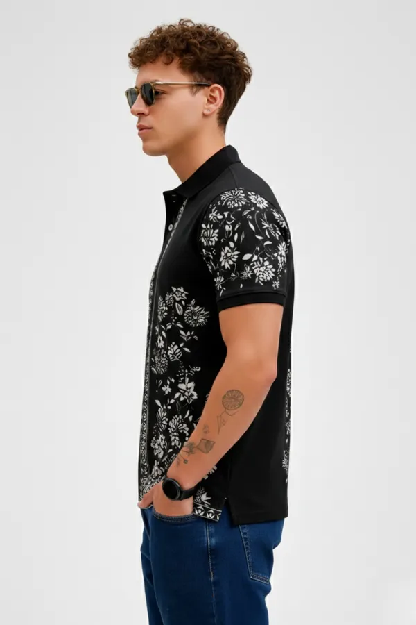 Black_Premium_Fabric_Regular_Printed_Polo_T_Shirt_For_Men