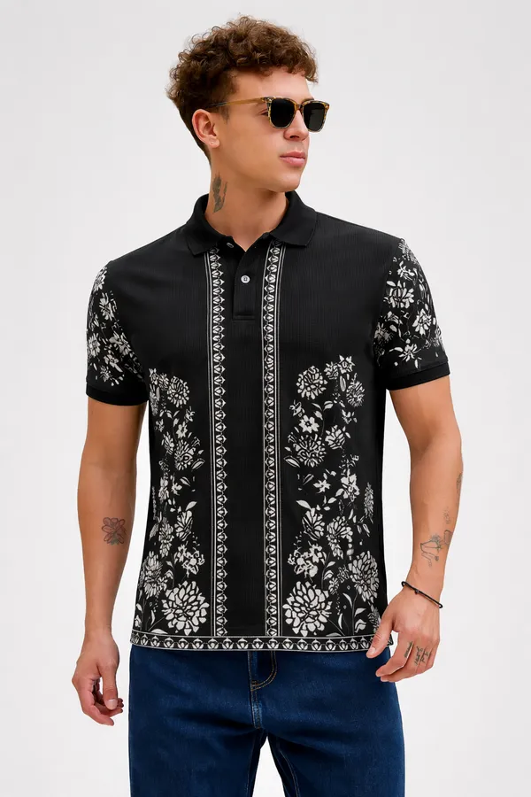 Black_Premium_Fabric_Regular_Printed_Polo_T_Shirt_For_Men