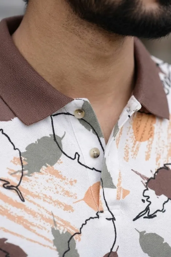 Tshirtsbuddy_Men's_Abstract_Leaf_&_Crayon_Stroke_Print_Polo_T-Shirt