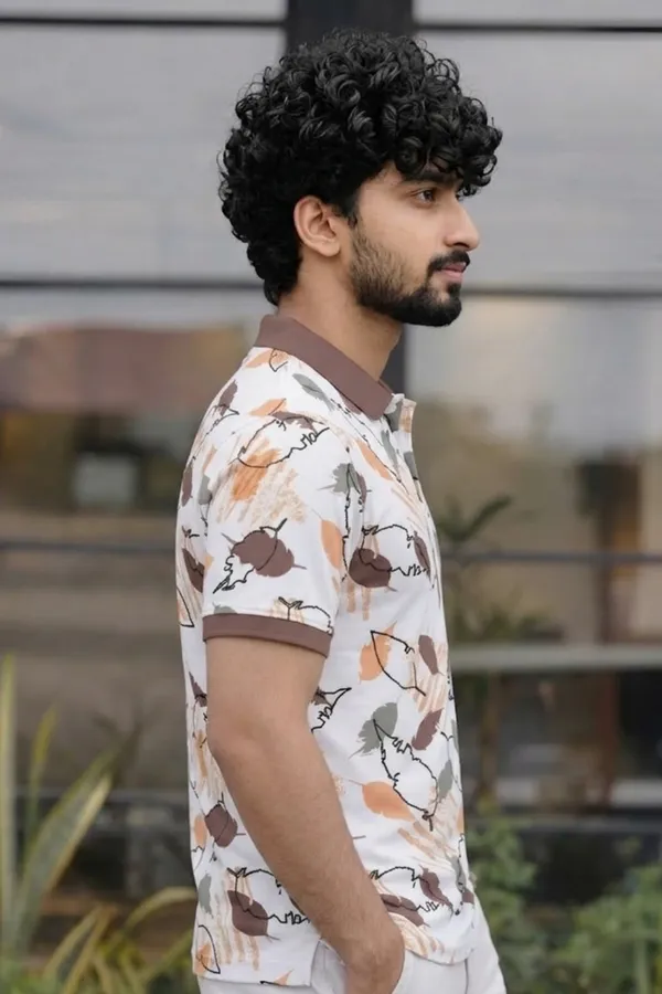 Tshirtsbuddy_Men's_Abstract_Leaf_&_Crayon_Stroke_Print_Polo_T-Shirt