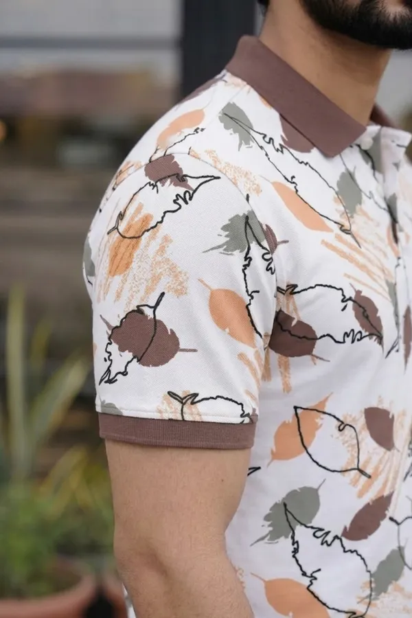 Tshirtsbuddy_Men's_Abstract_Leaf_&_Crayon_Stroke_Print_Polo_T-Shirt