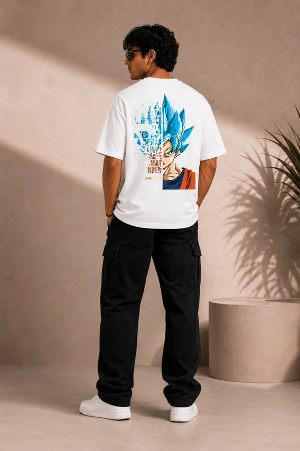 White_Oversize_Anime_Tshirt_Goku_print_