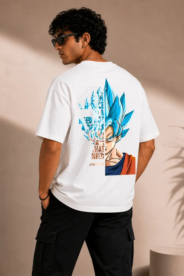 White_Oversize_Anime_Tshirt_Goku_print_