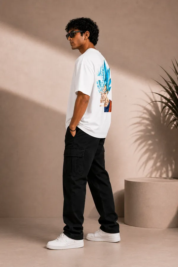 White_Oversize_Anime_Tshirt_Goku_print_