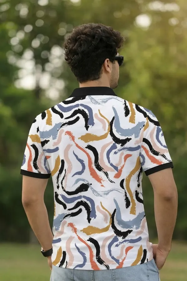 Tshirtsbuddy_Men's_Abstract_Brushstroke_Print_Polo_T-Shirt