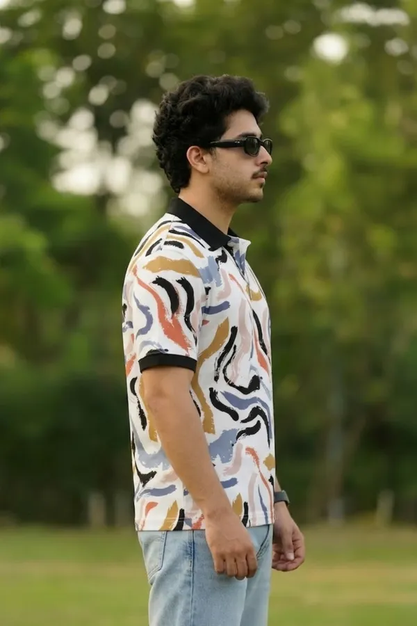 Tshirtsbuddy_Men's_Abstract_Brushstroke_Print_Polo_T-Shirt