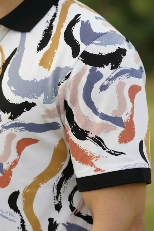 Tshirtsbuddy_Men's_Abstract_Brushstroke_Print_Polo_T-Shirt