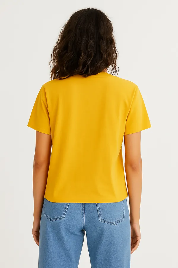 Yellow_Customized_Half_Sleeve_Women's_Premium_Fabric_T-Shirt