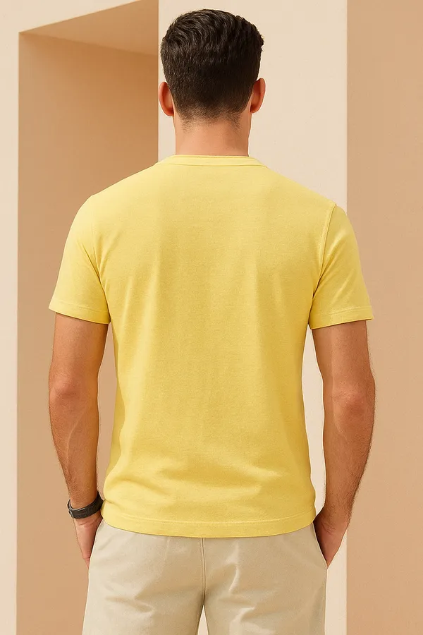 Light_Yellow_Premium_Cotton_Fabric_Regular_Round_Neck_T_Shirt_For_Men