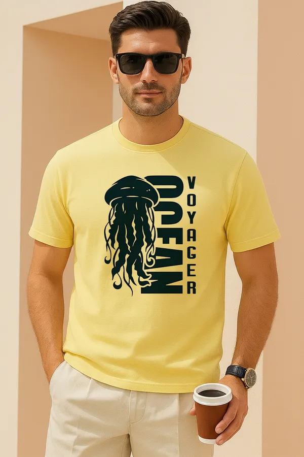 Light_Yellow_Premium_Cotton_Fabric_Regular_Round_Neck_T_Shirt_For_Men