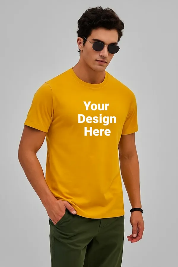 Yellow_Customized_Half_Sleeve_Men's_Premium_Fabric_T-Shirt