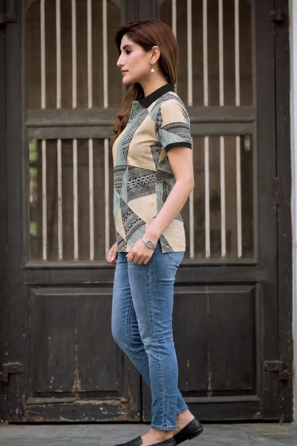 Womens_Abstract_Tribal_Print_Polo_T-Shirt