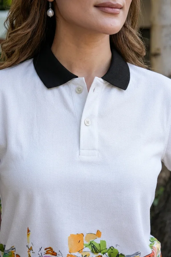 Womens_White_Printed_Polo_T-Shirt_with_City_Artwork