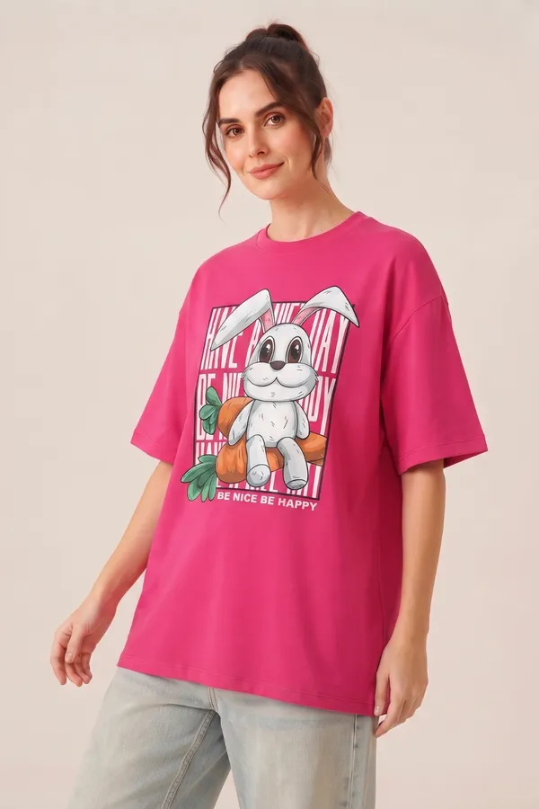 Womens_Pink_Rabbit_Graphic_Printed_Oversized_T-Shirt