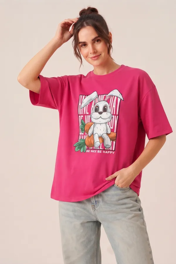Womens_Pink_Rabbit_Graphic_Printed_Oversized_T-Shirt