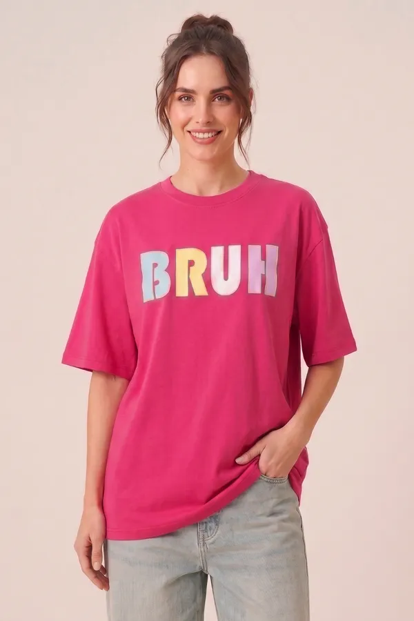 Womens_Pink_BRUH_Graphic_Printed_Oversized_T-Shirt