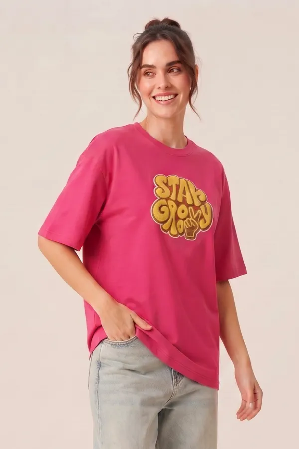 Womens_Pink_Stay_Groovy_Graphic_Printed_Oversized_T-Shirt