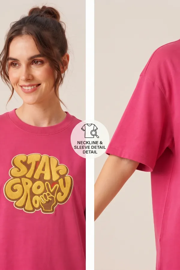 Womens_Pink_Stay_Groovy_Graphic_Printed_Oversized_T-Shirt