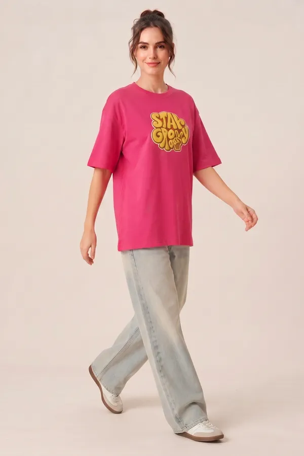 Womens_Pink_Stay_Groovy_Graphic_Printed_Oversized_T-Shirt