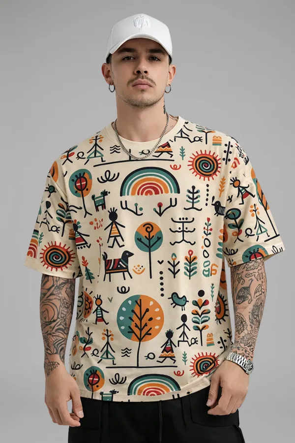 Cream_Premium_Fabric_Oversized_Printed_T_Shirt_For_Men