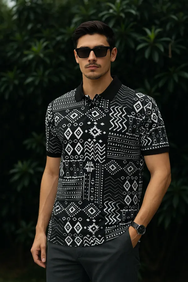 Black_Premium_Fabric_Regular_Printed_Polo_T_Shirt_For_Men