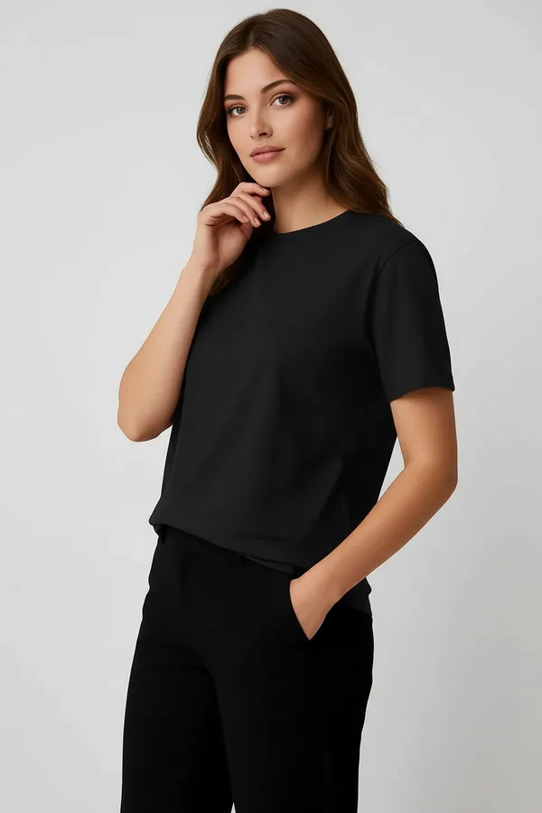 Black_Customized_Half_Sleeve_Women's_Premium_Fabric_T-Shirt