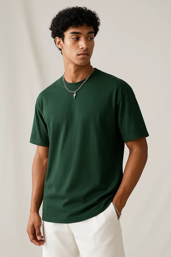 Dark_Green_Premium_Cotton_Fabric_Regular_Round_Neck_T_Shirt_For_Men