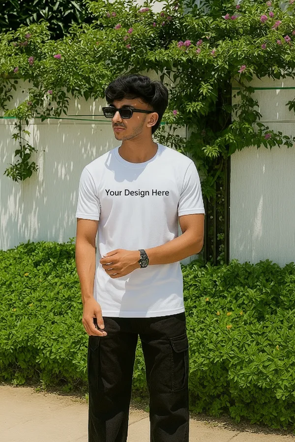 White_Customized_Half_Sleeve_Men's_Premium_Fabric_T-Shirt