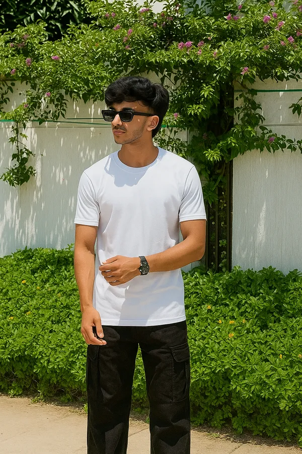 White_Customized_Half_Sleeve_Men's_Premium_Fabric_T-Shirt