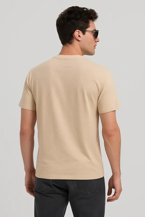Beige_Customized_Half_Sleeve_Men's_Premium_Fabric_T-Shirt