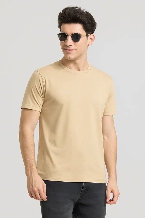 Beige_Customized_Half_Sleeve_Men's_Premium_Fabric_T-Shirt