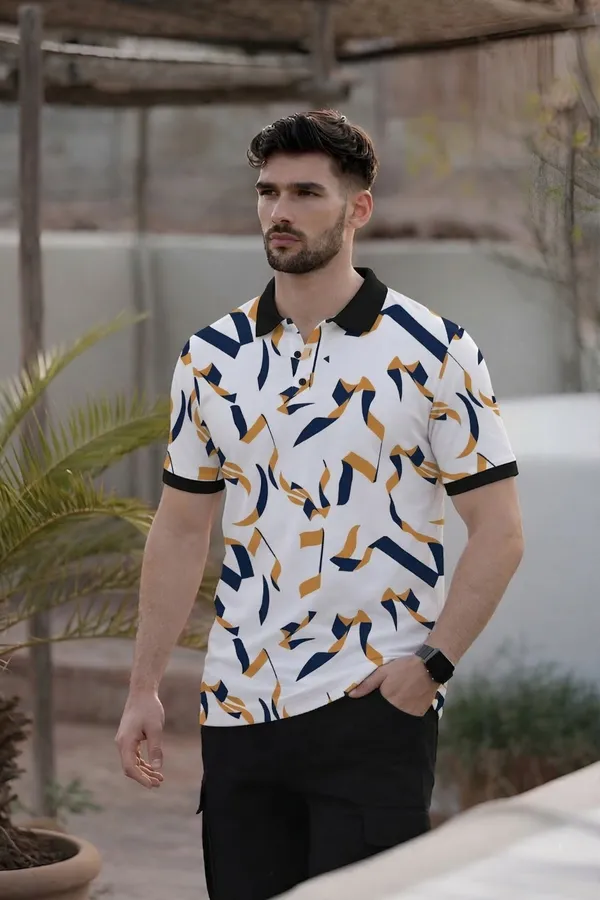 Tshirtsbuddy_Men's_Geometric_Ribbon_Pattern_Polo_T-Shirt