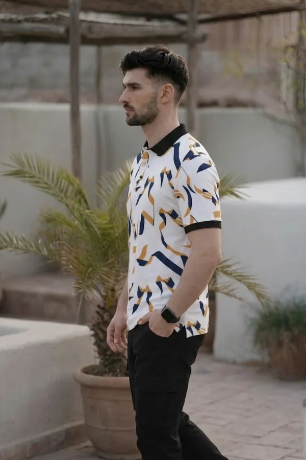 Tshirtsbuddy_Men's_Geometric_Ribbon_Pattern_Polo_T-Shirt