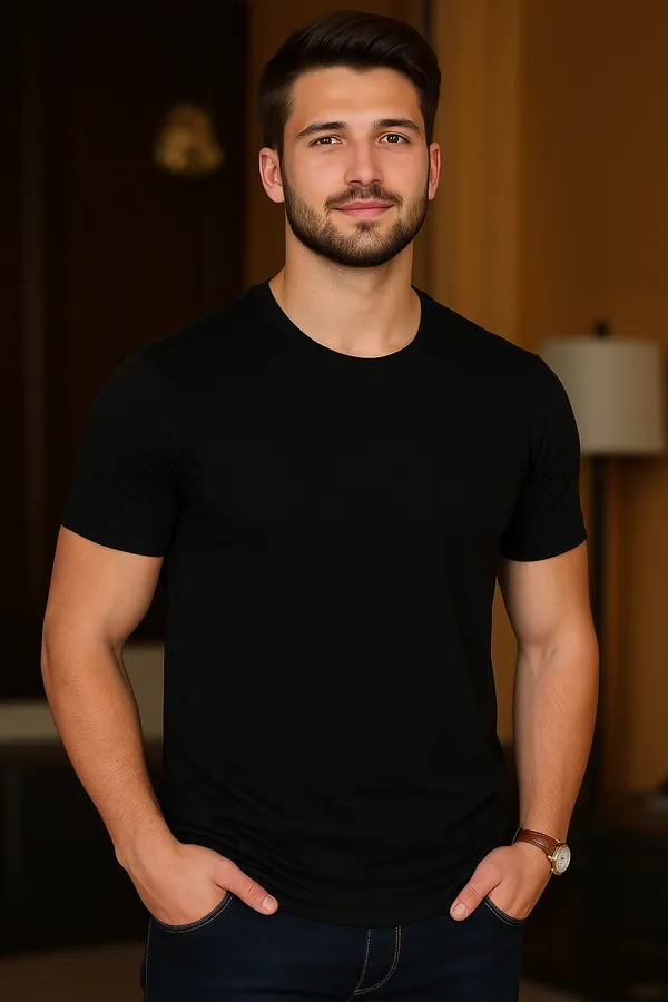 Black_Customized_Half_Sleeve_Men's_Premium_Fabric_T-Shirt