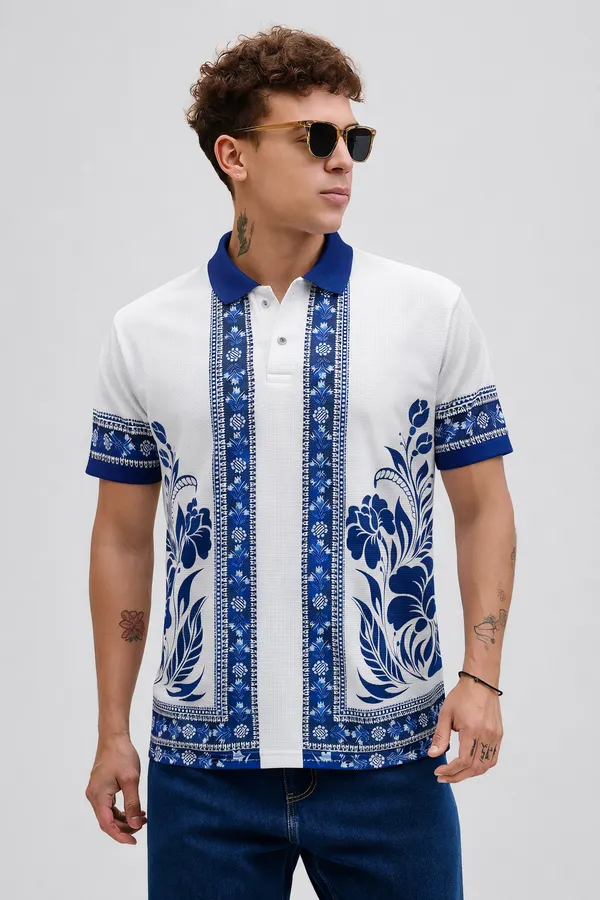 White_Premium_Fabric_Regular_Printed_Polo_T_Shirt_For_Men