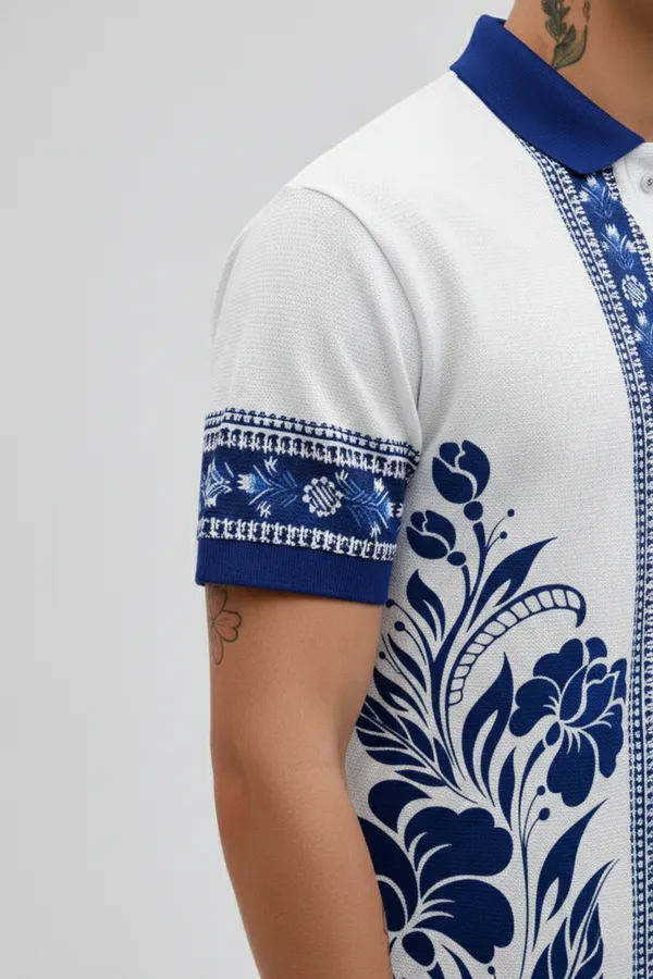 White_Premium_Fabric_Regular_Printed_Polo_T_Shirt_For_Men