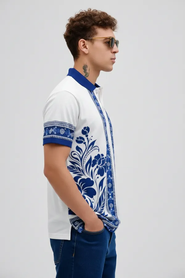 White_Premium_Fabric_Regular_Printed_Polo_T_Shirt_For_Men