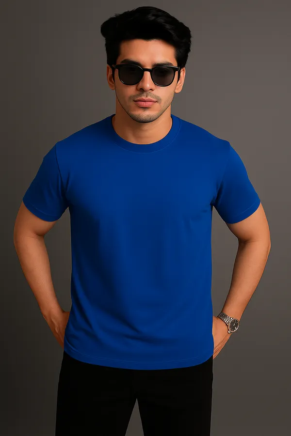 Blue_Premium_Cotton_Fabric_Regular_Round_Neck_T_Shirt_For_Men