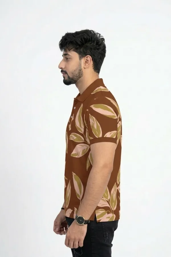 TshirtsBuddy_Men's_Rustic_Brown_Leaf_Pattern_Polo_T-shirt