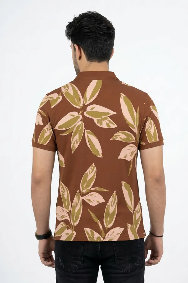 TshirtsBuddy_Men's_Rustic_Brown_Leaf_Pattern_Polo_T-shirt
