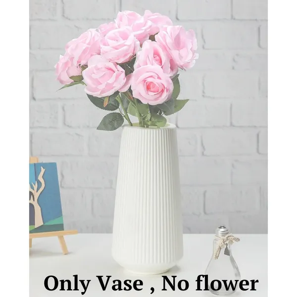 Elegant_Ribbed_Decorative_Flower_White_Vase_|_Lightweight_&_Stylish_30cm
