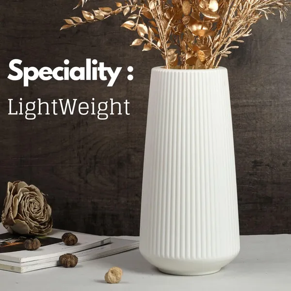 Elegant_Ribbed_Decorative_Flower_White_Vase_|_Lightweight_&_Stylish_30cm